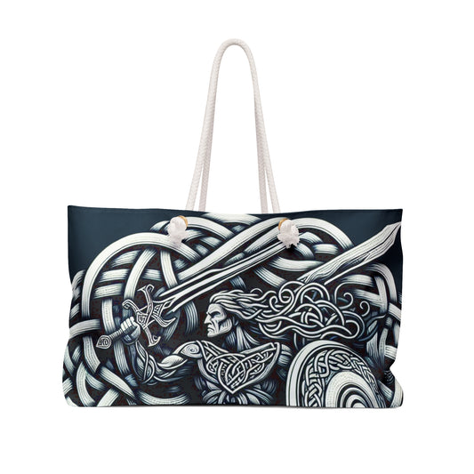 "Celtic Knight: Sword & Shield in Ancient Knots" - The Alien Weekender Bag Celtic Art Style