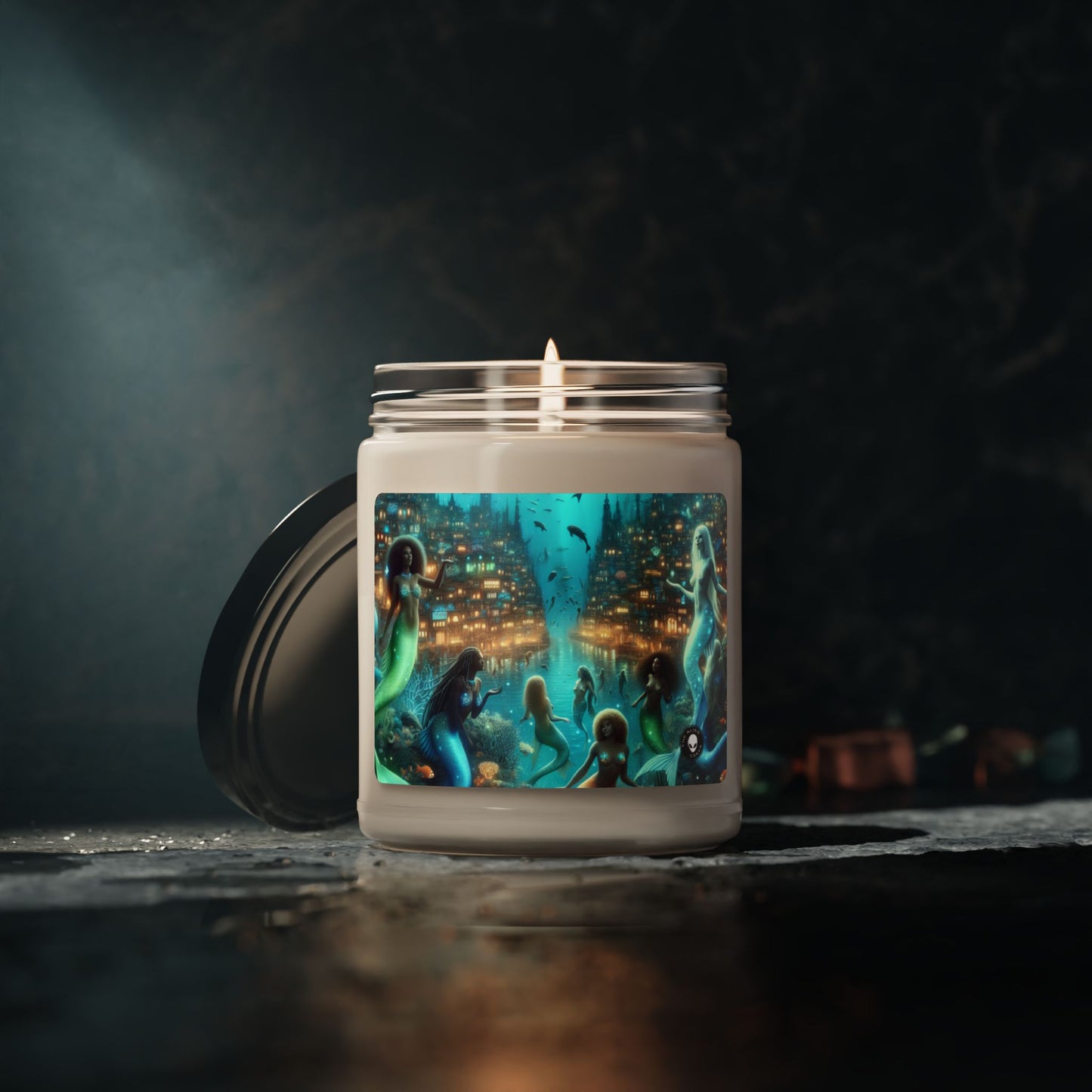 "Glimmering Depths: The Enchanted Underwater City" - The Alien Scented Soy Candle 9oz