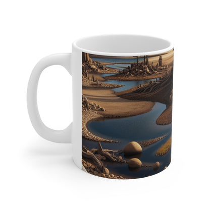 Transient Traces: An Immersive Land Art Installation Exploring the Fragility of Memories - The Alien Ceramic Mug 11oz Land Art