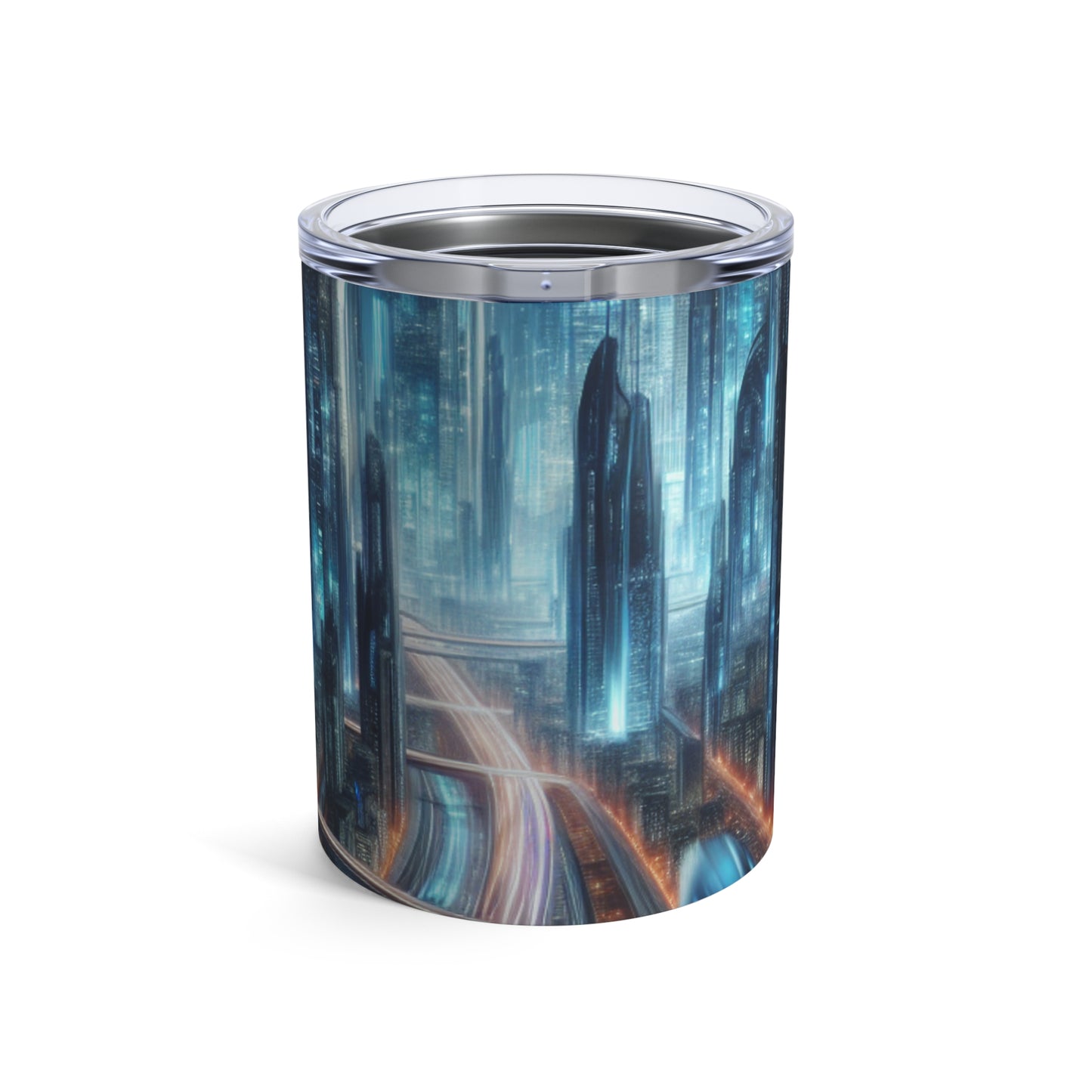 "Neon Skyline: paisajes urbanos del futuro" - Vaso Alien de 10 oz