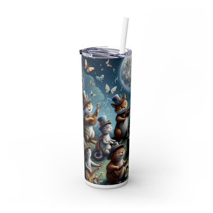 "Melodías a la luz de la luna en el bosque encantado" - Vaso delgado con pajita de 20 oz de Alien Maars®