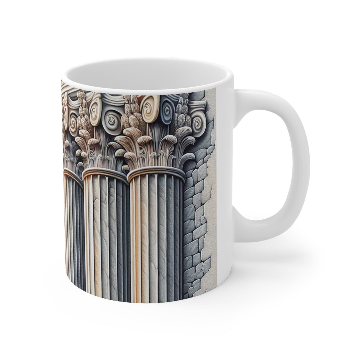 "3D Wall Columns: An Architectural Artpiece" - The Alien Ceramic Mug 11oz Trompe-l'oeil Style