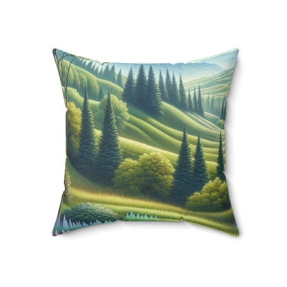 "Seasons in Serenity: An Environmental Art Journey"- The Alien Spun Polyester Square Pillow Environmental Art