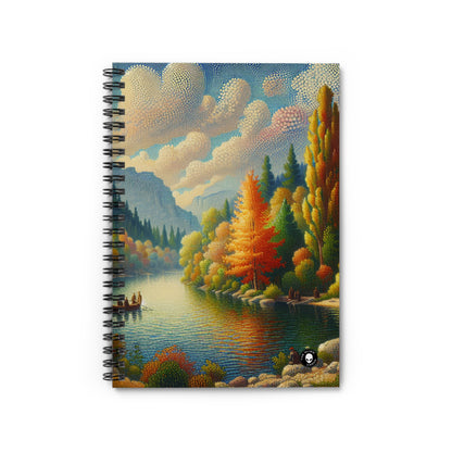 "Serenity in Dots: A Pointillism Sunset at the Beach" - The Alien Spiral Notebook (Ruled Line) Pointillism