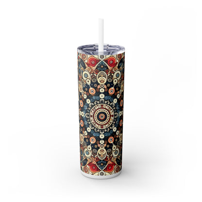 "Nature's Harmony: Floral Mandala Art" - The Alien Maars® Skinny Tumbler avec paille 20oz Pattern Art