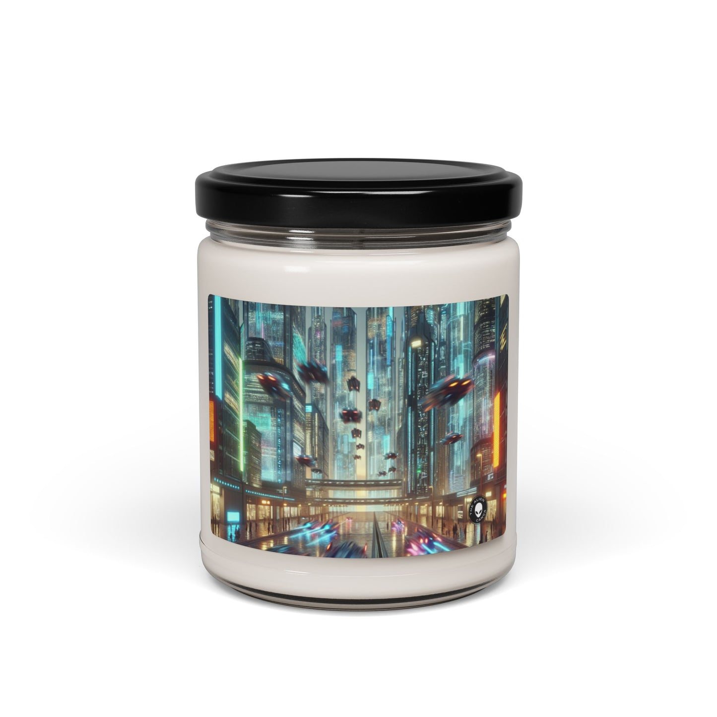 Neon Rain : Un paysage urbain futuriste - Bougie parfumée au soja Alien 9oz