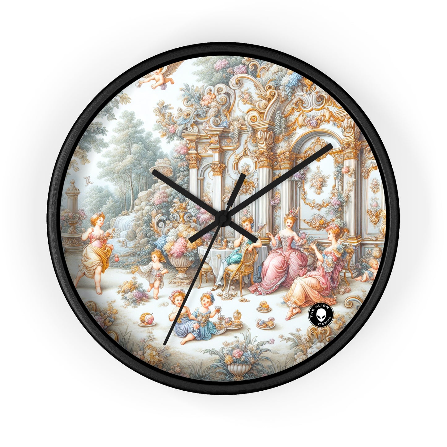 "A Garden of Rococo Delights: A Whimsical Extravaganza" - The Alien Wall Clock Rococo