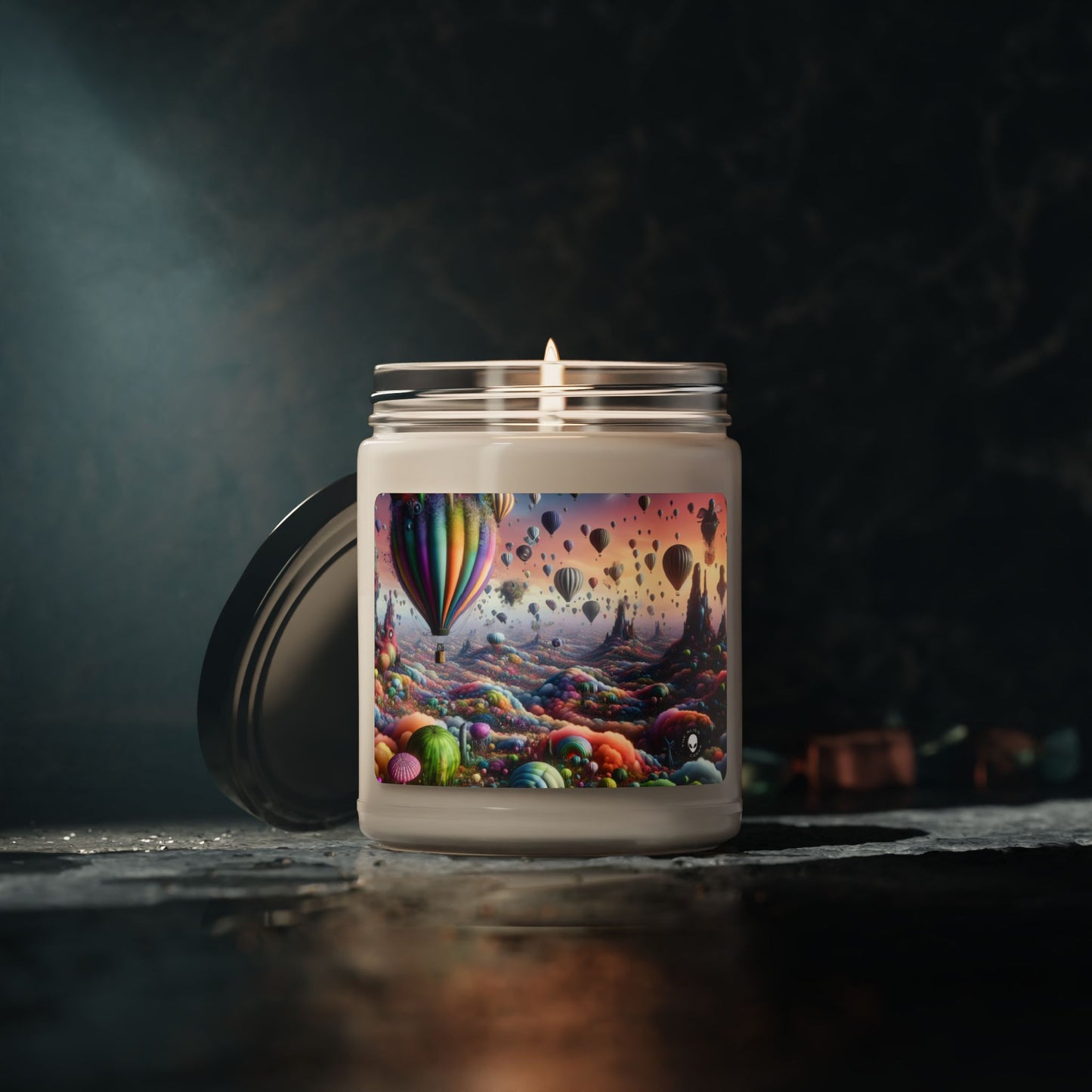 "Whimsical Sky: A Surreal Balloon Adventure" - The Alien Scented Soy Candle 9oz