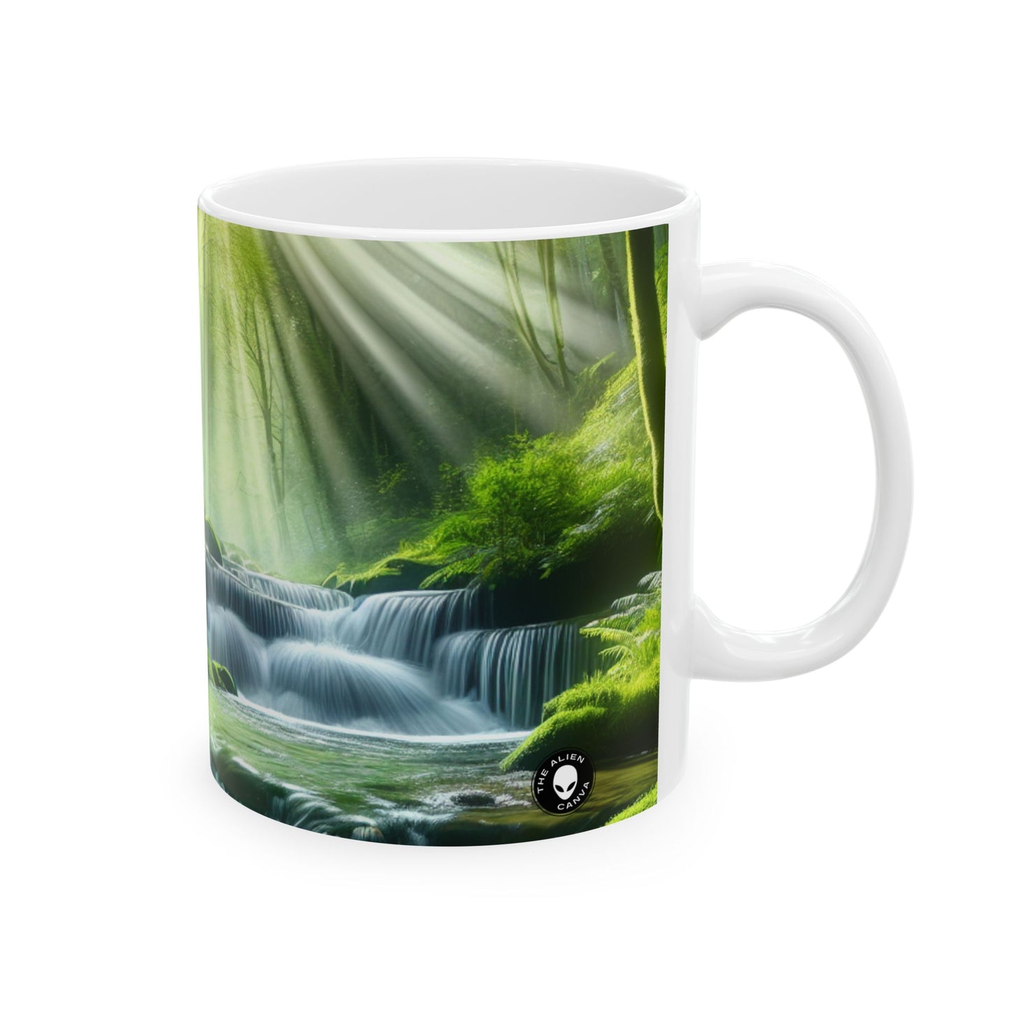 "Encantador oasis en cascada": taza de cerámica alienígena de 11 oz