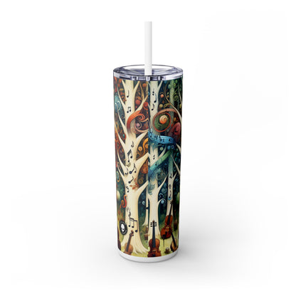 "Melodic Enchantment: The Instrumental Forest" - The Alien Maars® Skinny Tumbler with Straw 20oz