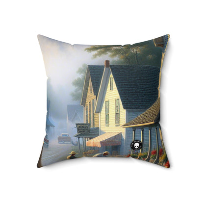 "Harvest Tranquility: A Midwest Farm Scene"- The Alien Spun Polyester Square Pillow Regionalism