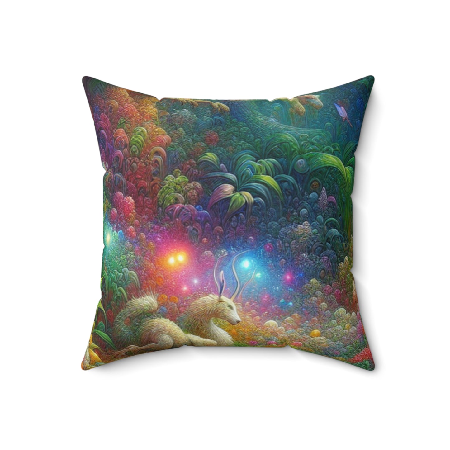 "Mystical Garden of Enchantment"- The Alien Spun Polyester Square Pillow