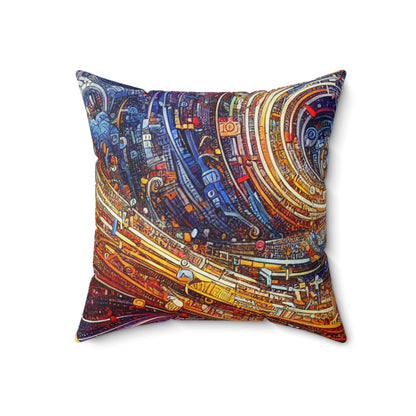 'Cyber Journeys' - The Alien Spun Polyester Square Pillow Digital Art