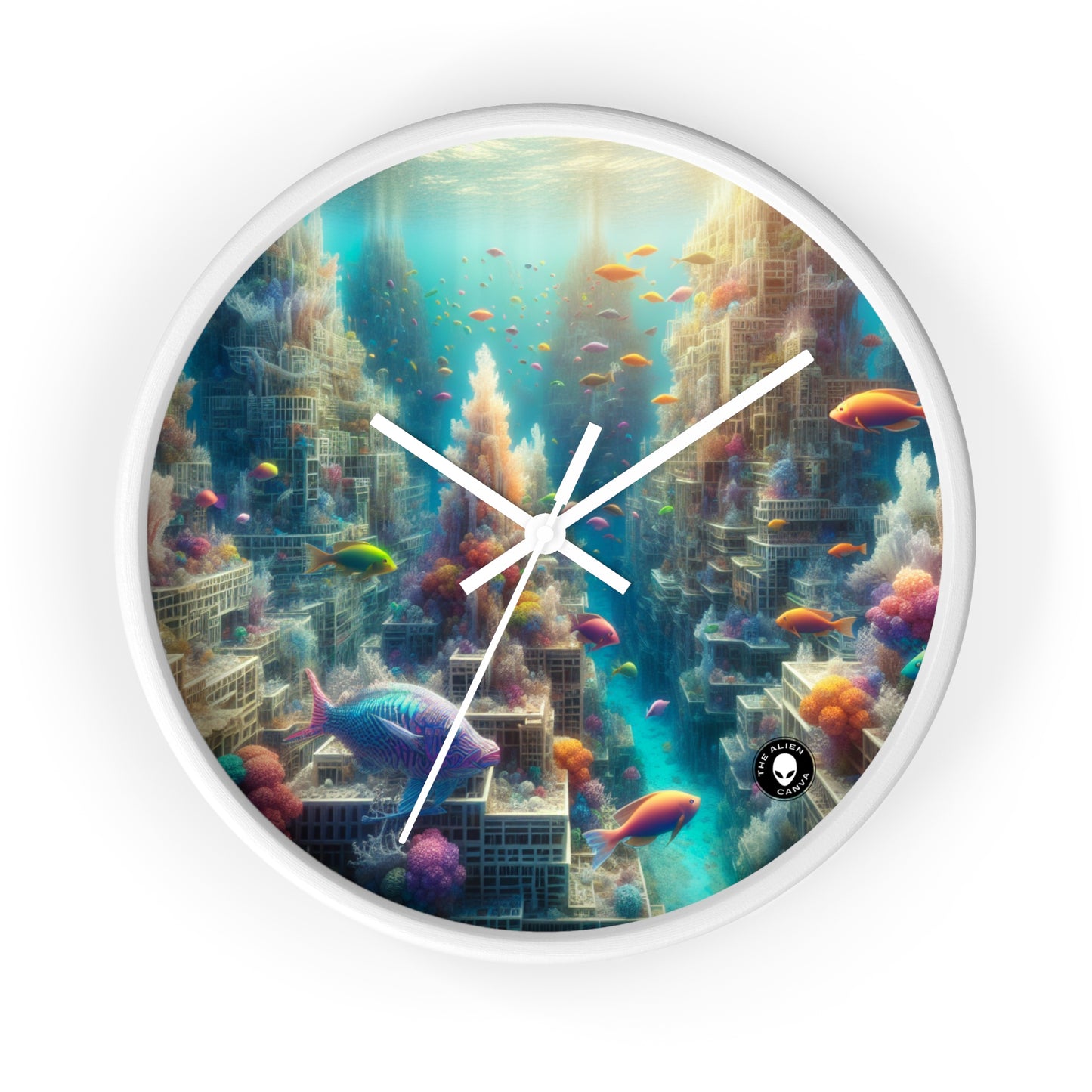 "Coralline City: A Surreal Underwater Wonderland" - The Alien Wall Clock