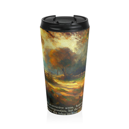 "Sunset Serenity: Pintura de jardín impresionista" - The Alien Taza de viaje de acero inoxidable Impresionismo