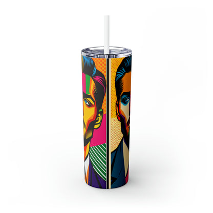 "Celebrity Pop Art Portrait" - The Alien Maars® Skinny Tumbler with Straw 20oz Pop Art Style