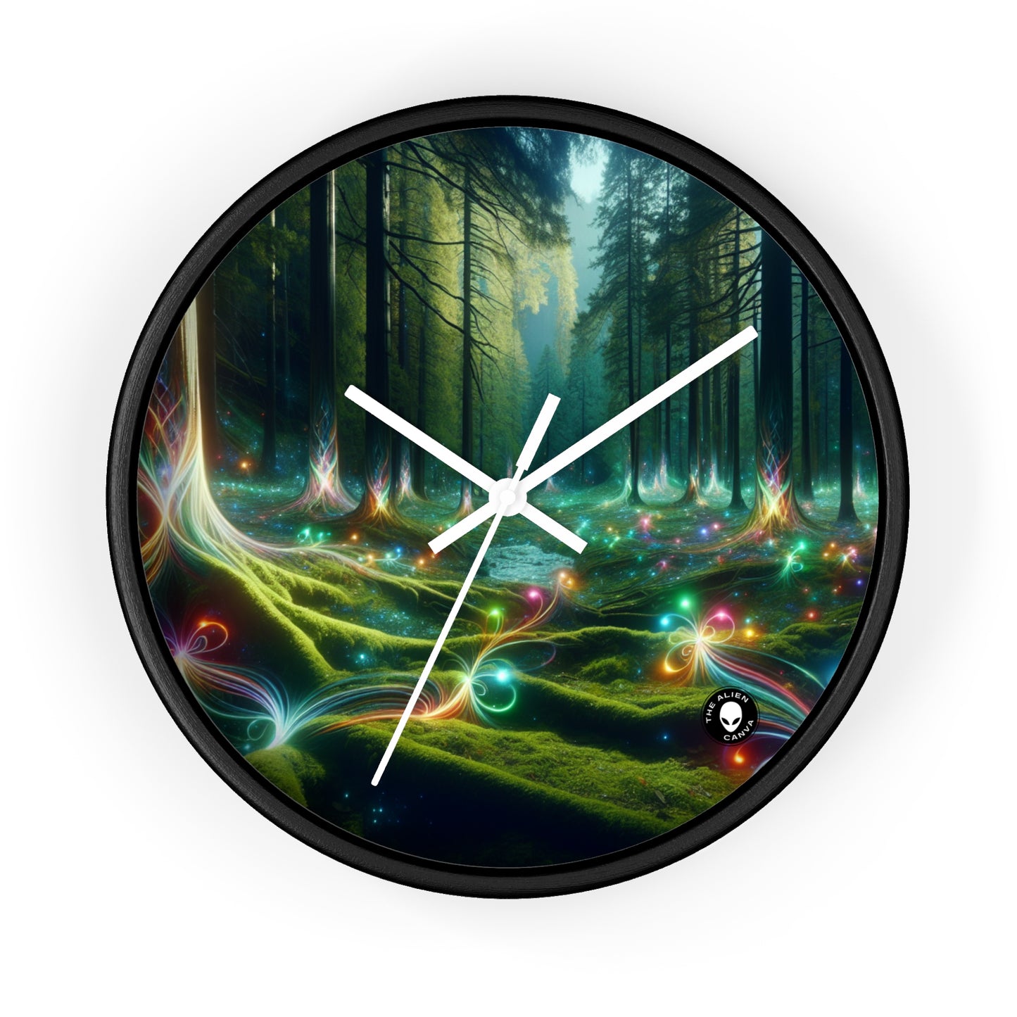 - Crystal-Enchanted Forest: A Tapestry of Light - The Alien Wall Clock