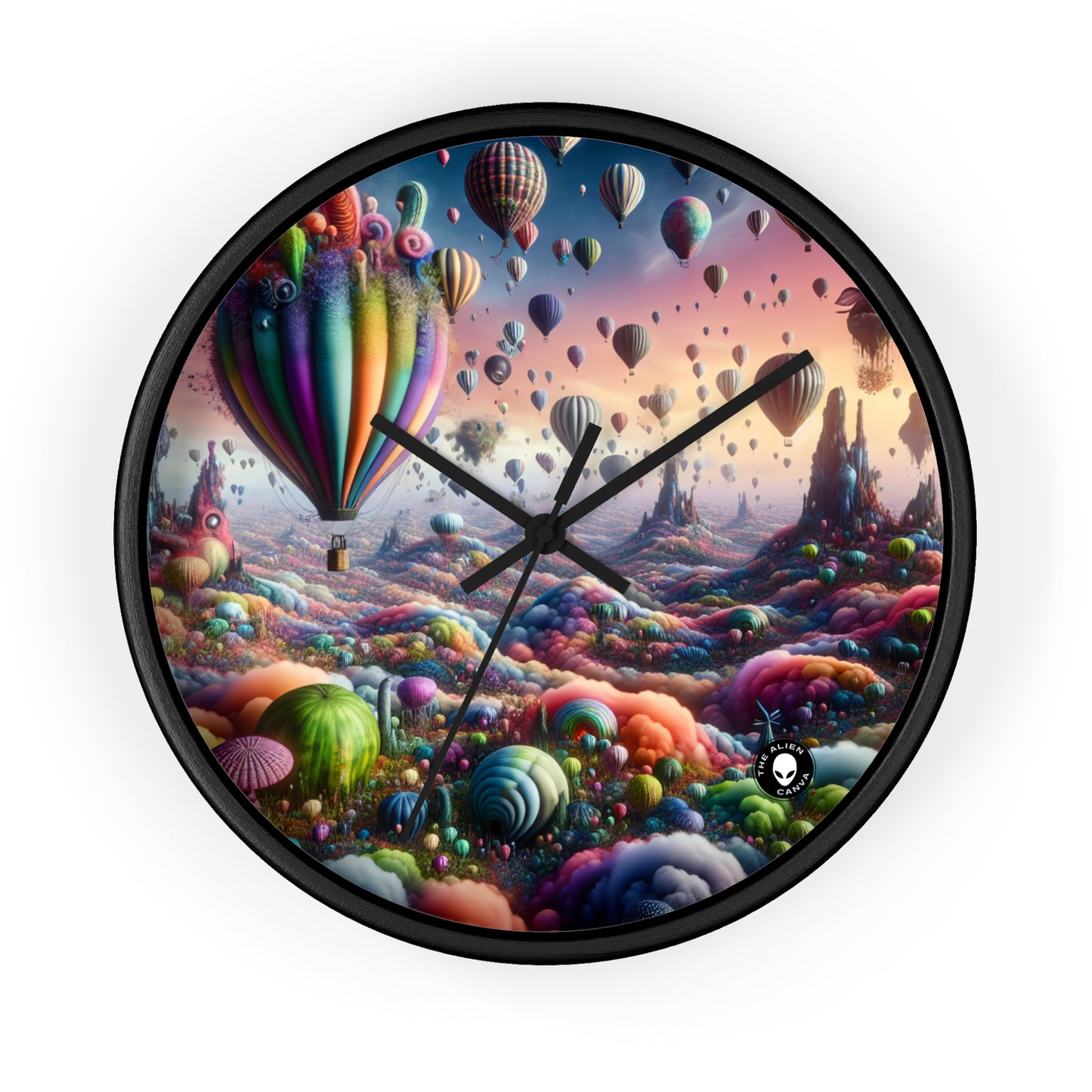 "Whimsical Sky : Une aventure surréaliste en ballon" - L'horloge murale extraterrestre