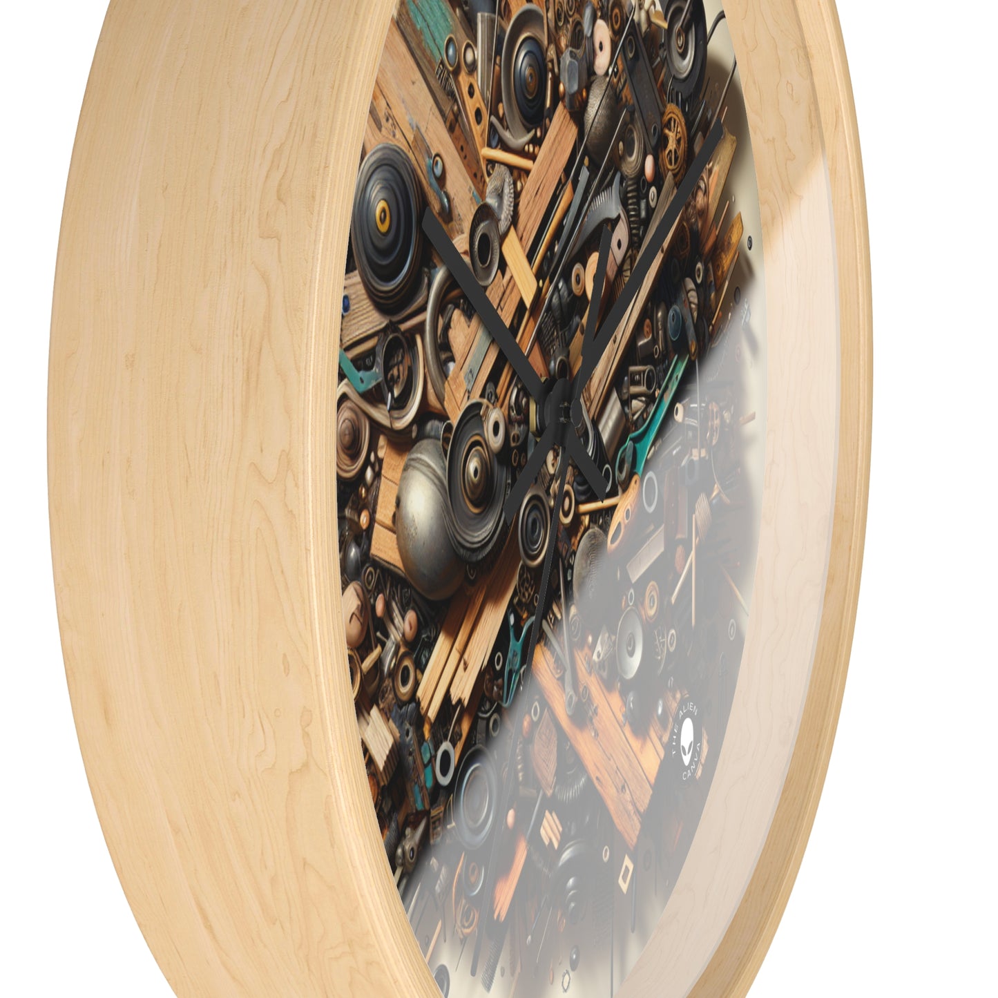 "Nature's Harmony: Assemblage Art with Found Objects" - The Alien Wall Clock Assemblage Art