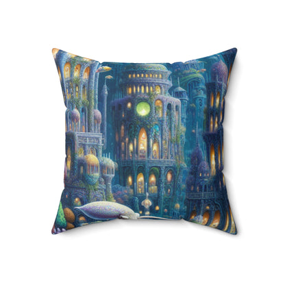 "Enchanting Atlantis: A Harmony of Sea Creatures"- The Alien Spun Polyester Square Pillow