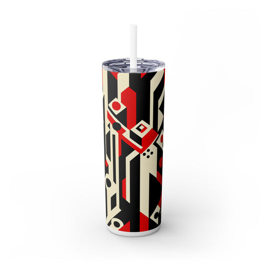 "Futuristic Metropolis: A Constructivist Expression of Urban Technology" - The Alien Maars® Skinny Tumbler with Straw 20oz Constructivism