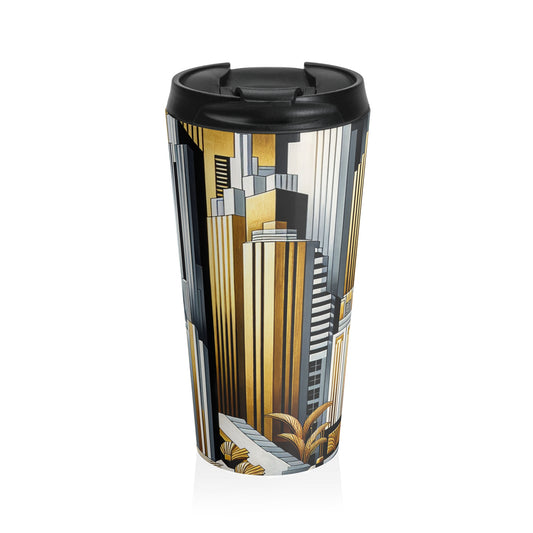 "Artistic Deco Dreamscape" - The Alien Stainless Steel Travel Mug Art Deco