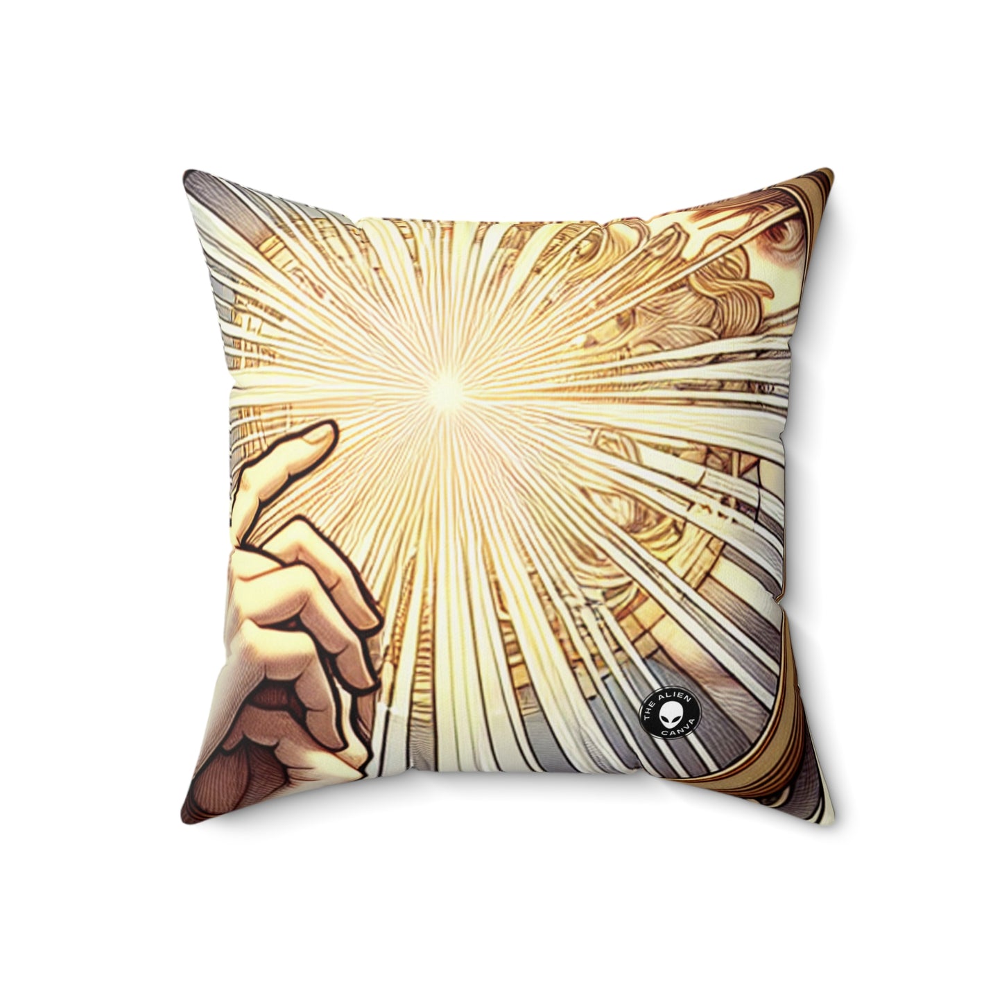 "Reflection of Beauty" - The Alien Spun Polyester Square Pillow Art Nouveau