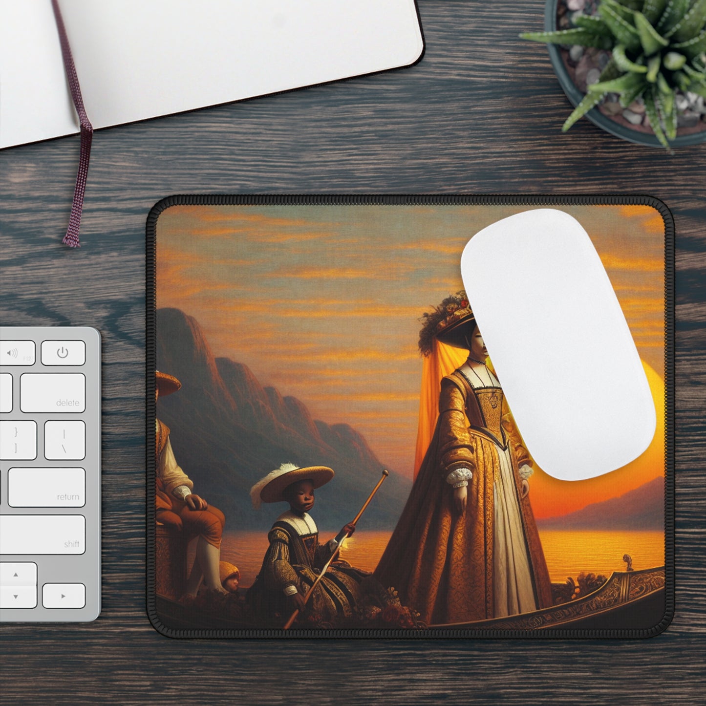 "Crepúsculo dorado en la góndola italiana" - The Alien Gaming Mouse Pad Estilo artístico renacentista