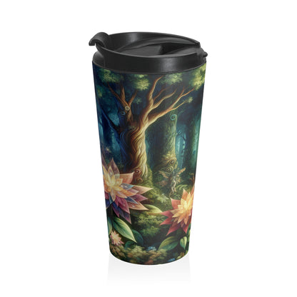 Bosque encantado: flores resplandecientes y seres místicos - Taza de viaje de acero inoxidable The Alien