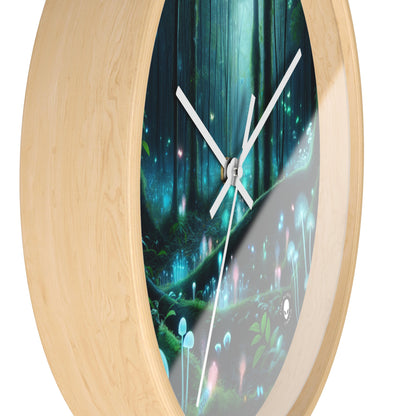 "Enchanted Night: Bioluminescent Forest" - The Alien Wall Clock