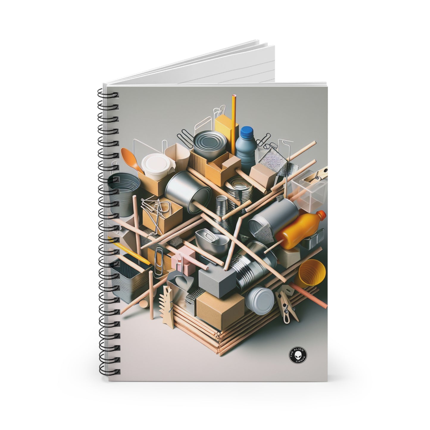 "Household Monochrome: Crafting a 3D Cubist Artwork" - The Alien Spiral Notebook (Ruled Line) Cubism