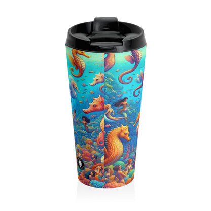 "Seahorse Serenade: un viaje mágico bajo el agua" - Taza de viaje de acero inoxidable The Alien