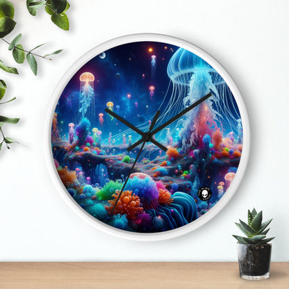 "Neon Jellyfish Fantasia: A Surreal Underwater Odyssey" - The Alien Wall Clock