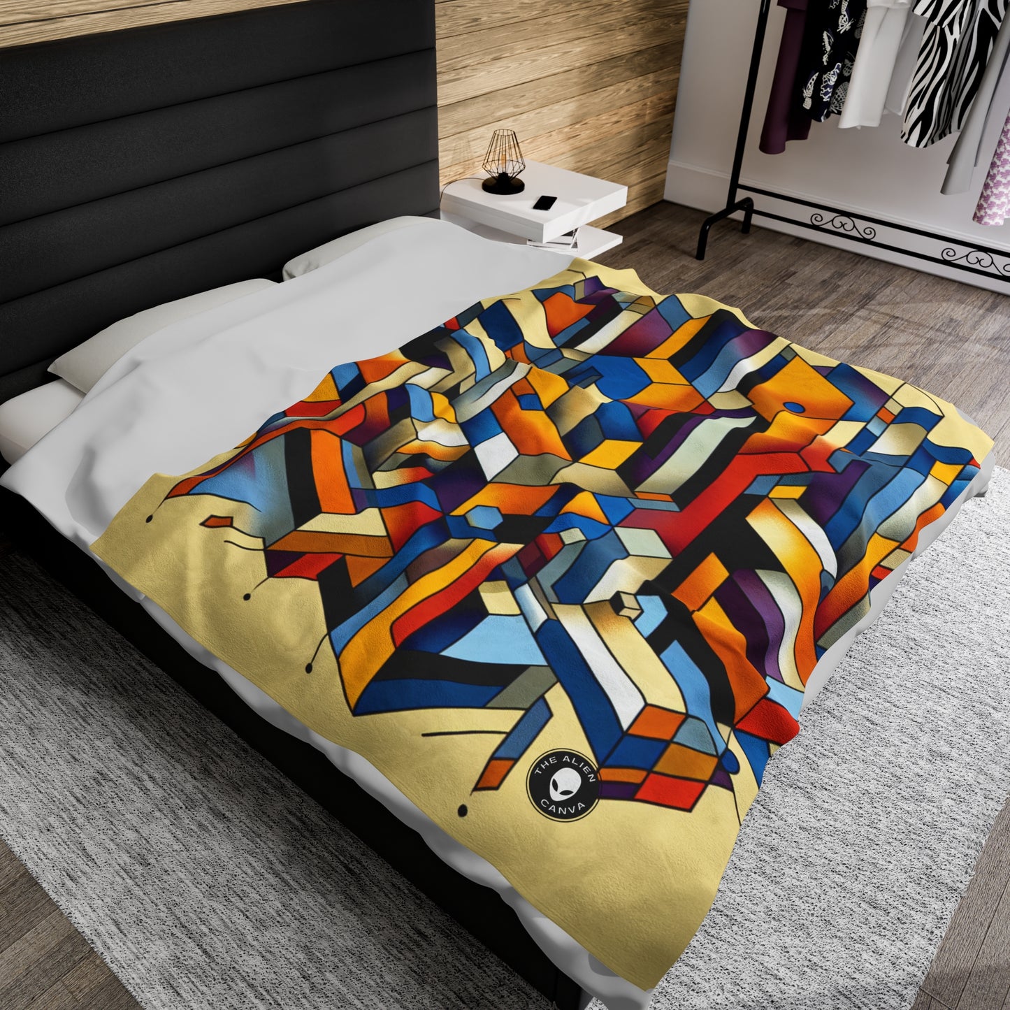 "Metropolis Pulse" - The Alien Velveteen Plush Blanket Cubo-Futurism