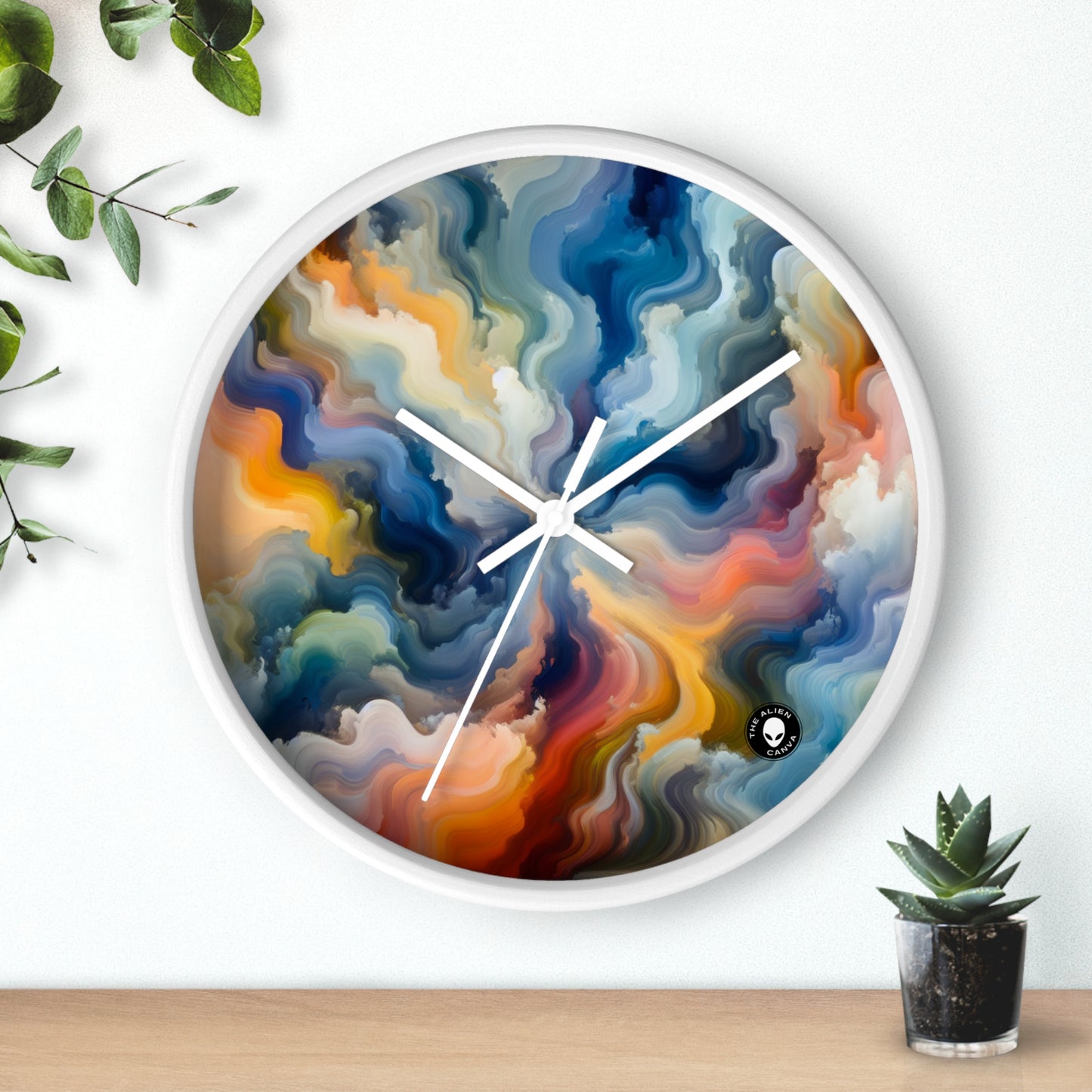 "Reflejos del atardecer: una pintura de campo de color sereno" - La pintura de campo de color del reloj de pared alienígena