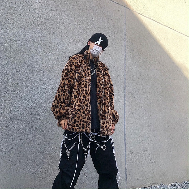 Vintage leopard print puffer jacket