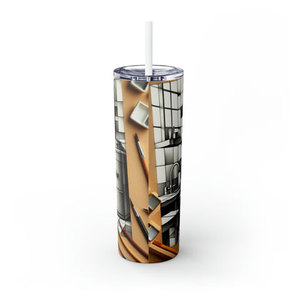 "Cubist Kitchen Collage" - The Alien Maars® Skinny Tumbler with Straw 20oz Cubism Style