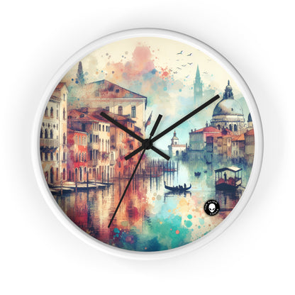 Côte tranquille : une peinture sereine au coucher du soleil à l'aquarelle - La peinture à l'aquarelle de l'horloge murale extraterrestre