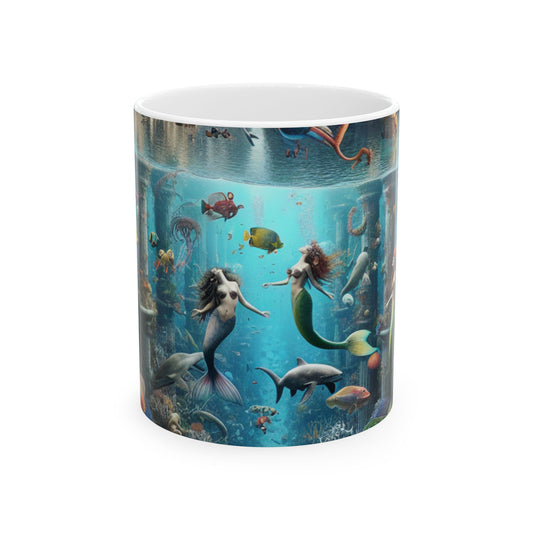 « Seascape Serenity : Un havre sous-marin » - Tasse en céramique Alien 11 oz