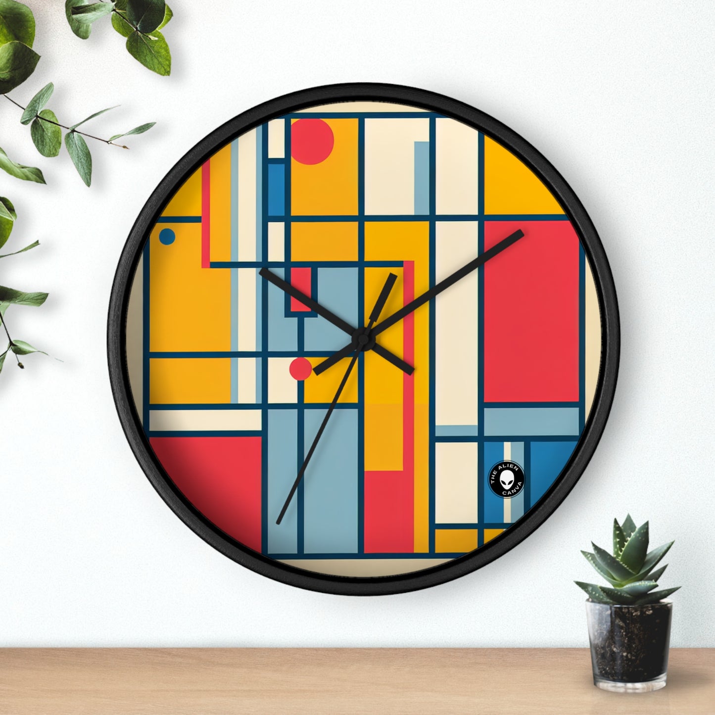 "De Stijl Grid: una composición de color minimalista" - El reloj de pared alienígena De Stijl