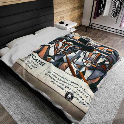 "Cubist Cityscape: Fragmented Views of Urban Energy" - The Alien Velveteen Plush Blanket Cubism