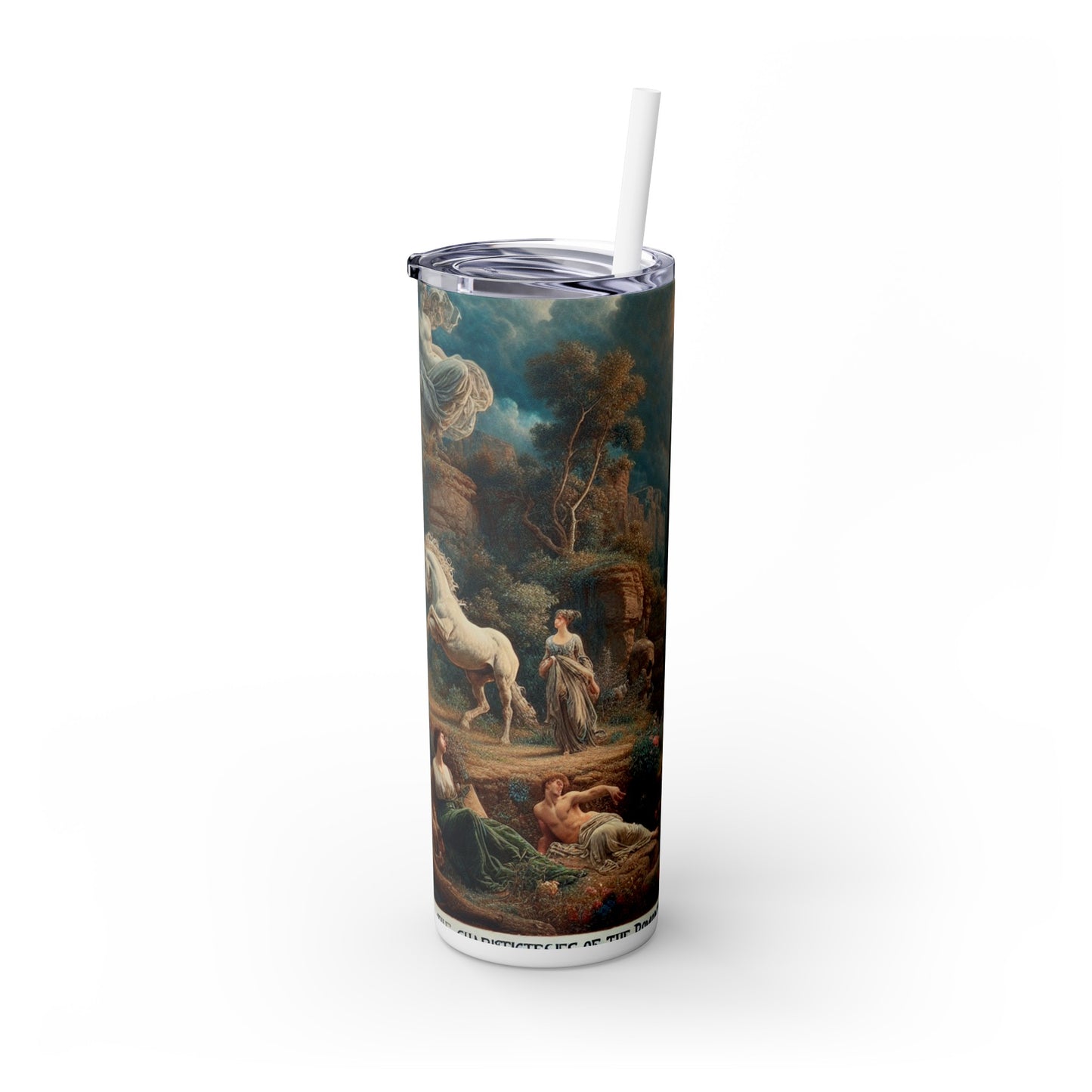 "Sunset Serenade: A Romantic Landscape" - The Alien Maars® Skinny Tumbler with Straw 20oz Romanticism