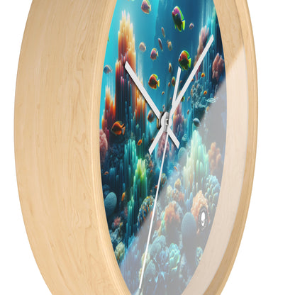 "Neon Reef: una sinfonía surrealista submarina" - El reloj de pared alienígena