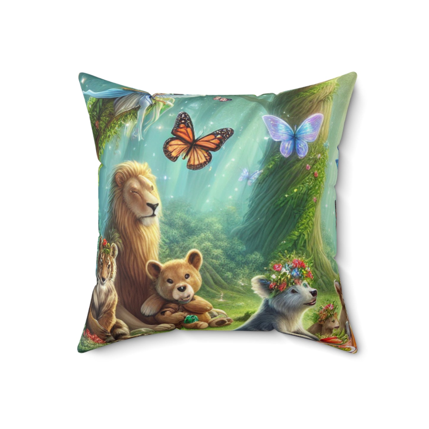 "Enchanted Forest Picnic"- The Alien Spun Polyester Square Pillow