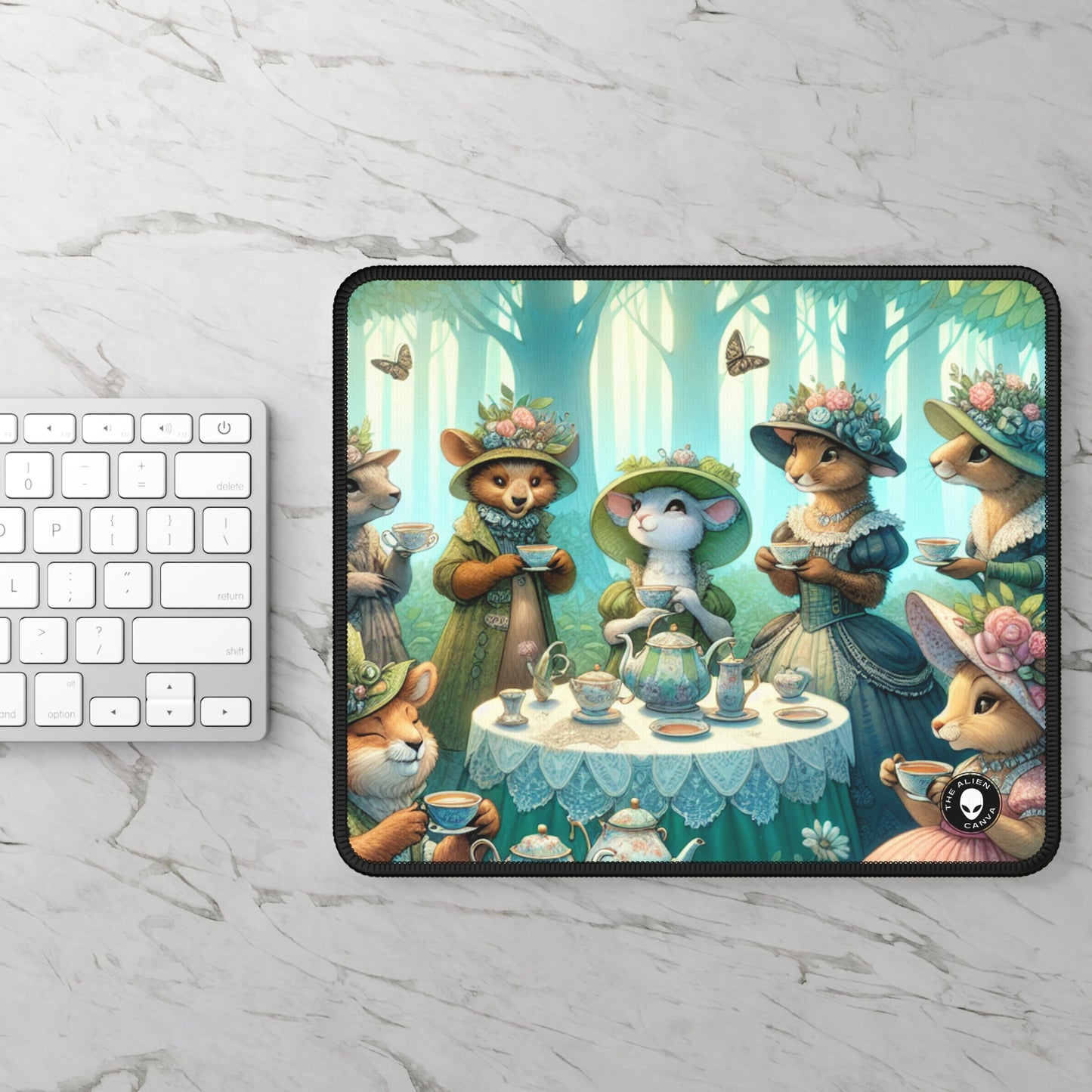 « Chapeaux fantaisie et tasses à thé : une soirée thé dans les bois » - Le tapis de souris de jeu Alien