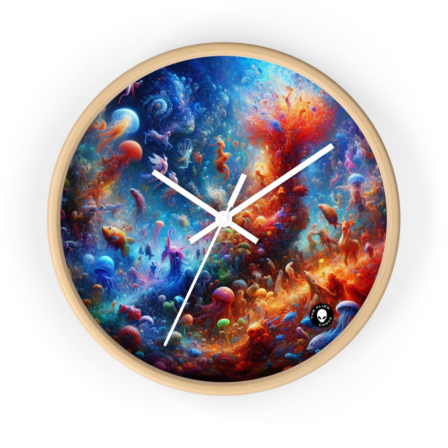 "Glowing Coral Dance Party" - The Alien Wall Clock