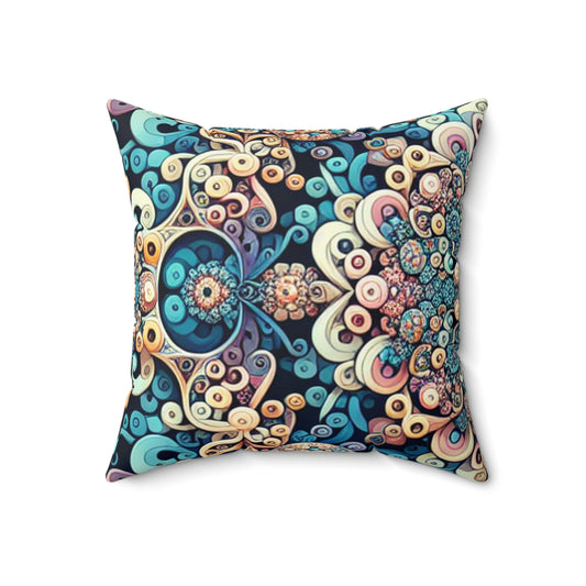 "Flight of Geometry: Algorithmic Art Inspired by Avian Movement"- The Alien Spun Polyester Square Pillow Algorithmic Art