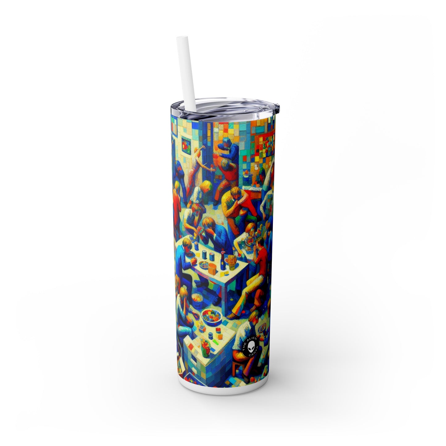 "Subway Soliloquy" - The Alien Maars® Skinny Tumbler with Straw 20oz Stuckism