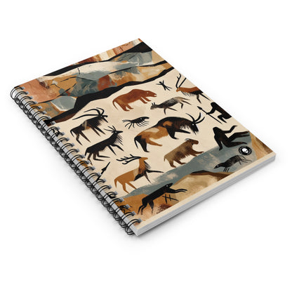 "The Discovery of Fire: A Cave Painting Tale" - The Alien Spiral Notebook (Ruled Line) Cave Painting