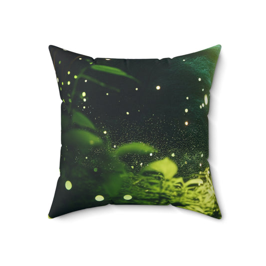 "Enchanted Firefly Forest"- The Alien Spun Polyester Square Pillow